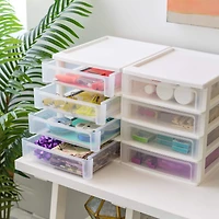 IRIS White 4-Drawer Desktop Plastic Drawer Organizer