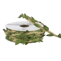 1/4" x 7yd. Jute with Leaves Ribbon by Celebrate It™