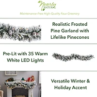 6ft. Pre-Lit LED Flocked Christmas Garland with Pinecones