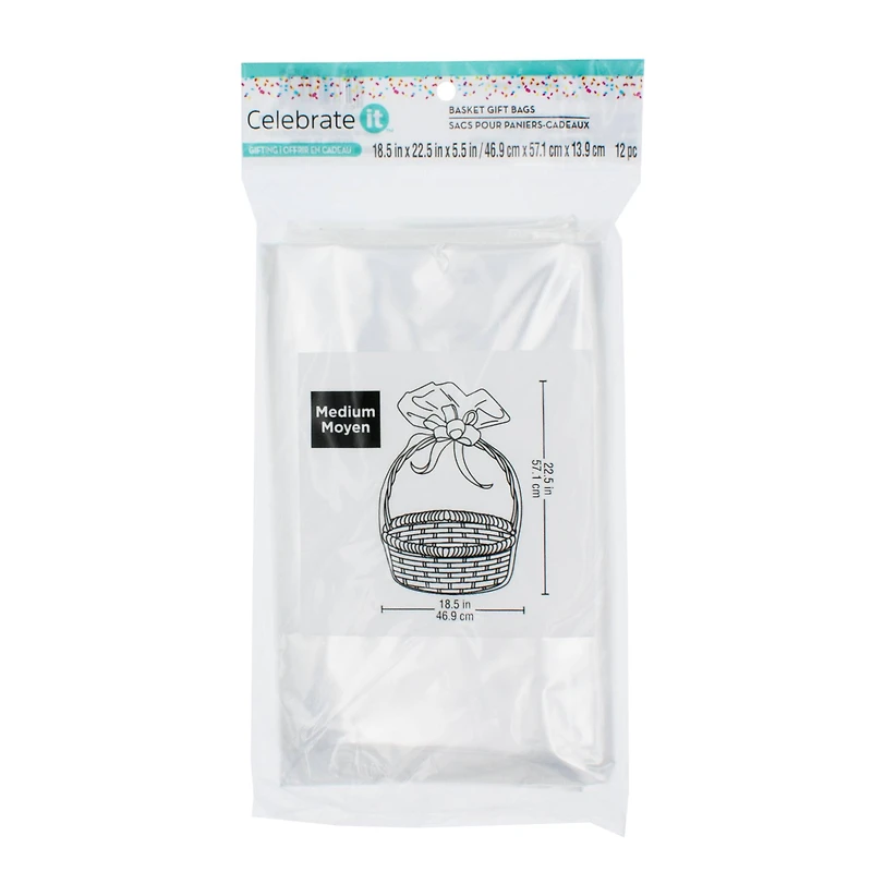 12 Packs: 12 ct. (144 total) Medium Clear Basket Gift Bags by Celebrate It™