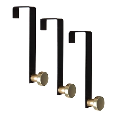 Elle Décor Black 3 Pack Single Over the Door Hooks