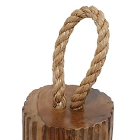 Set of 2 Brown Teak Wood Coastal Sculpture 5", 10"