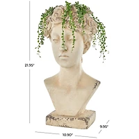 22" Cream Distressed Woman Antique Greek Bust Planter