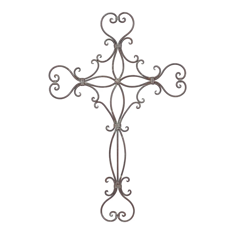 Black Metal Scroll Cross Wall Decor 19" x 0" x 29"