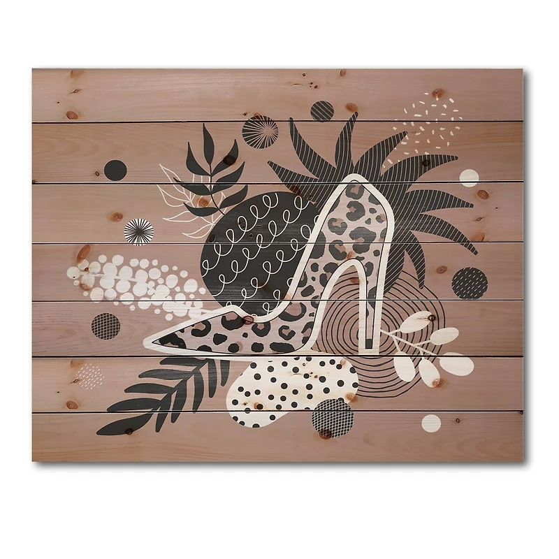 Designart - Leopard High-Heeled Shoes Tropical Leaves