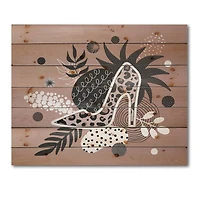 Designart - Leopard High-Heeled Shoes Tropical Leaves