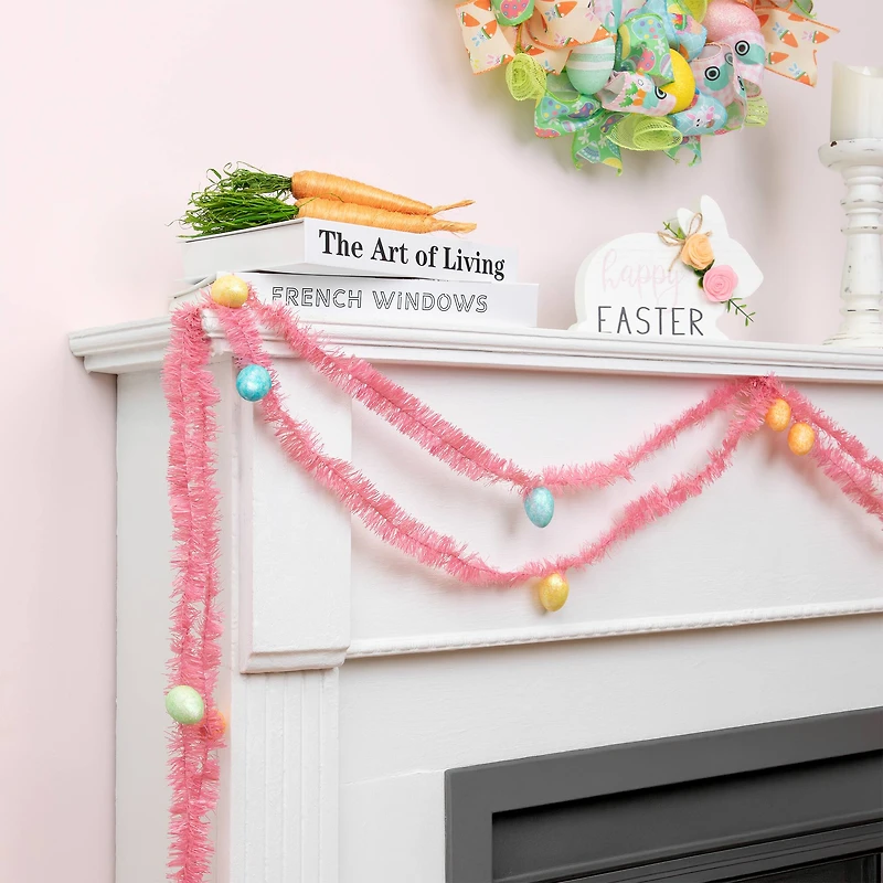 25ft. Pink Tinsel Garland with Easter Eggs