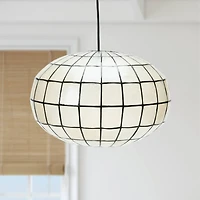 Hello Honey® 16" White Capiz Seashell & Black Oblong Ceiling Light