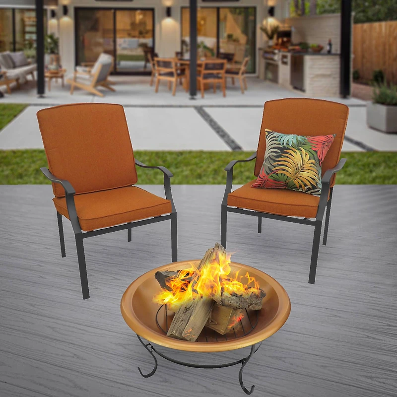 29" Copper Fire Pit with Stand & Screen