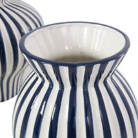 Blue Stripes Rounded Ceramic Vase Set