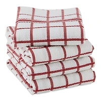 DII® Barn Red Windowpane Terry Dishtowels, 4ct.