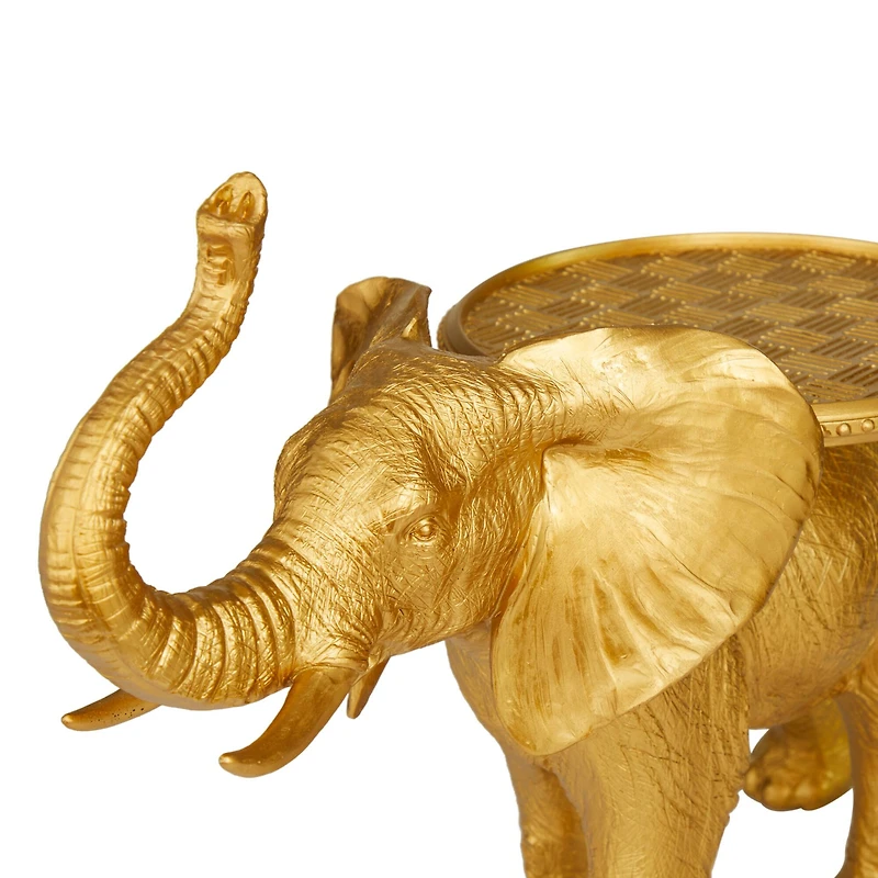 The Novogratz Gold Resin Eclectic Tray Elephant Sculpture, Set of  18" x 22" x 11"