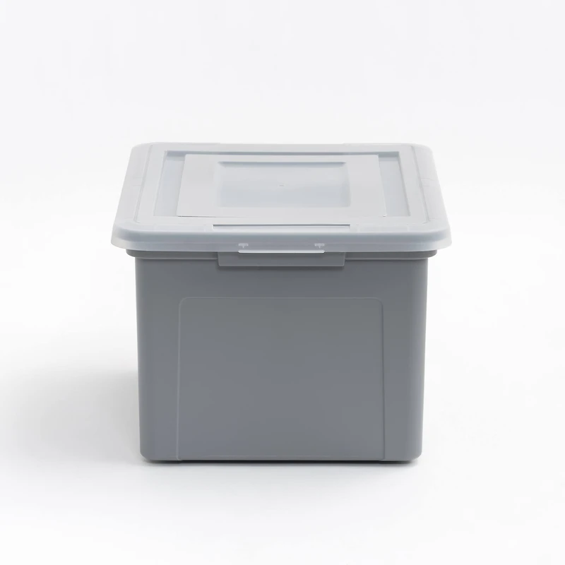 IRIS Gray & Clear 35qt. Snap Tight Plastic File Organizer Box With Lid
