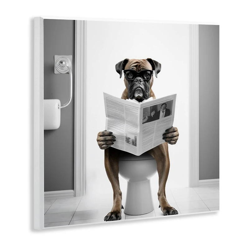 Stupell Industries Boxer Dog & Newspaper Wall Plaque Art