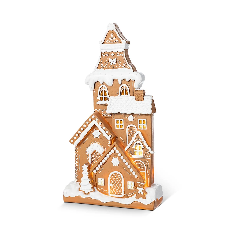Glitzhome® 17.75" Christmas Lighted Resin Gingerbread House Table Decor