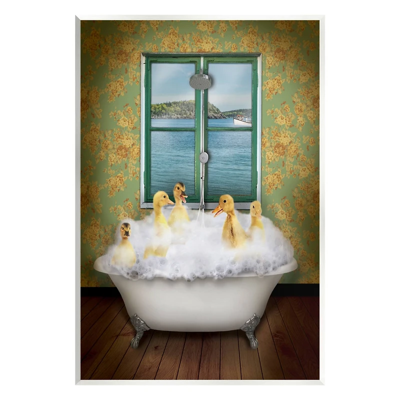 Stupell Industries Ducks Bathing Tub Ocean View Wall Plaque Art