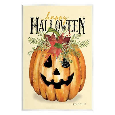 Stupell Industries Happy Halloween Jack-o-Lantern Wall Plaque Art