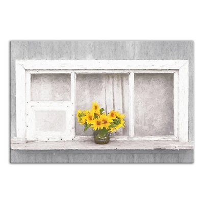 Sunflower Window 12" x 18" Canvas Wall Art