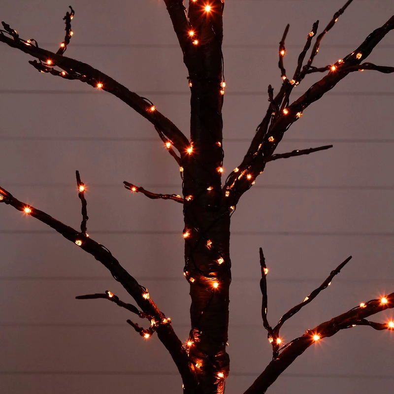 5ft. Pre-Lit Artificial Halloween Twig Tree with 360 Orange & Purple LED Lights