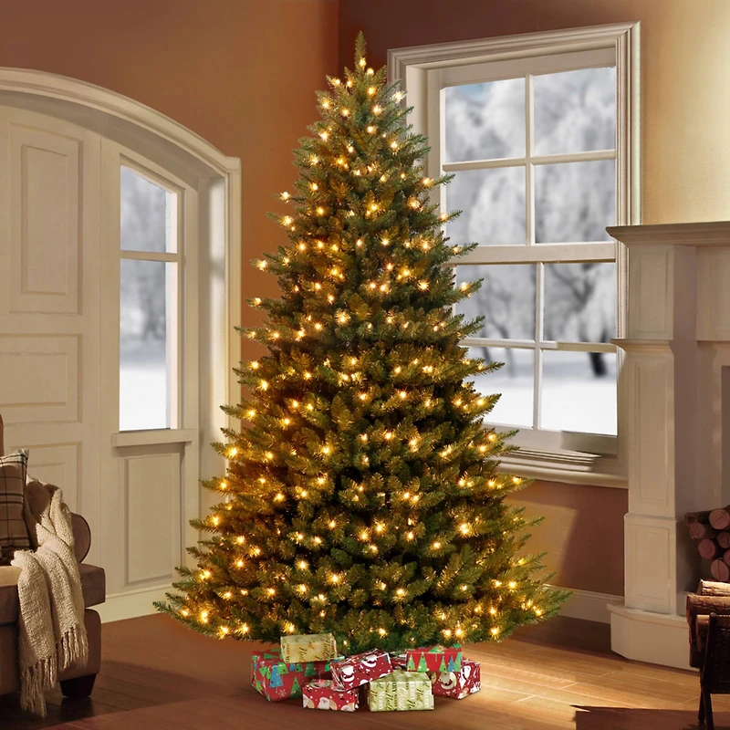 7.5ft. Pre-Lit Cascade Pine Tree Artificial Christmas Tree, Clear Lights
