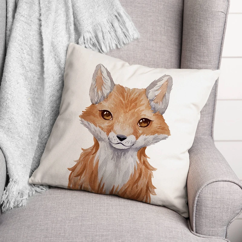 Baby Fox 18" x 18" Throw Pillow