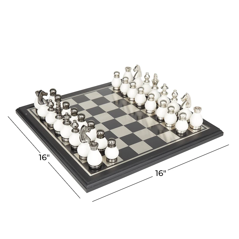 Black Aluminum Contemporary Game Set, 16" x 16" x 4"