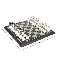 Black Aluminum Contemporary Game Set, 16" x 16" x 4"