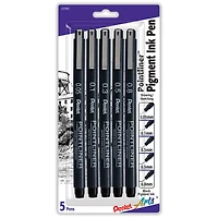 Pentel Arts® Pointliner™ Black 5 Piece Pen Set