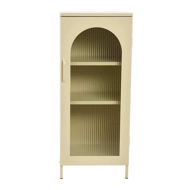 Hello Honey® 40" Solstice Narrow Metal Accent Cabinet with Adjustable Storage Shelves and Arched Glass Door