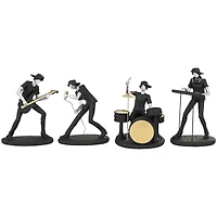 Black Polystone Rock Band Musician Sculpture with Gold & Silver Accents Set