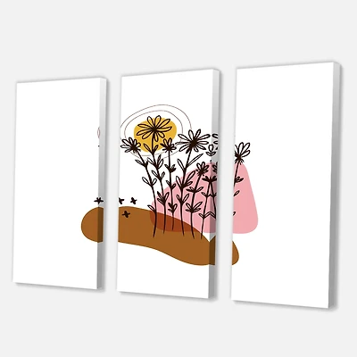 Designart - Elementary Shapes With Abstract Flowers Plants I