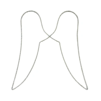 Hello Honey® 19.5" Silver Finish Glass Beaded Metal Angel Wings