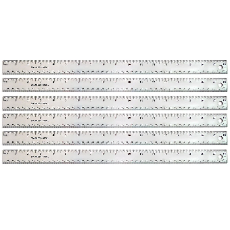 18" Stainless Steel Ruler, 6ct.