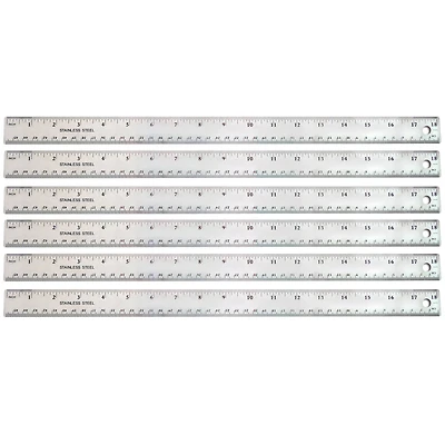 18" Stainless Steel Ruler, 6ct.