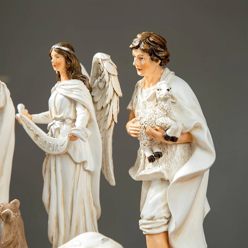 Glitzhome® Ivory Resin Nativity Figurine Set