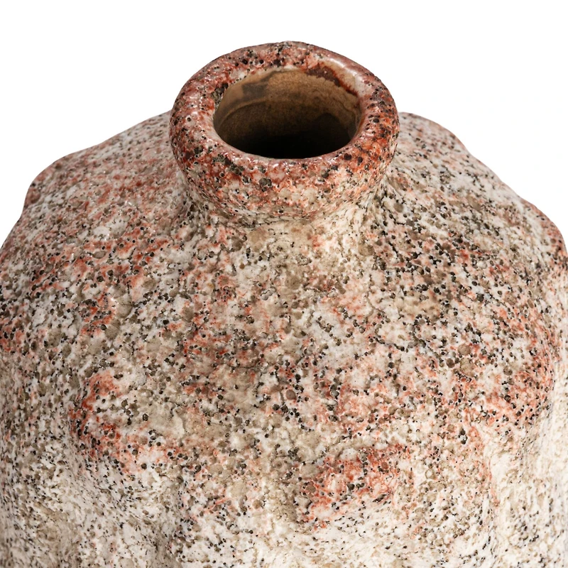 Hello Honey® Cream Terra Cotta Vase with Raised Rectangle Pattern Set