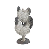 White Polystone Farmhouse Sculpture, Rooster 12" x 8" x 5"