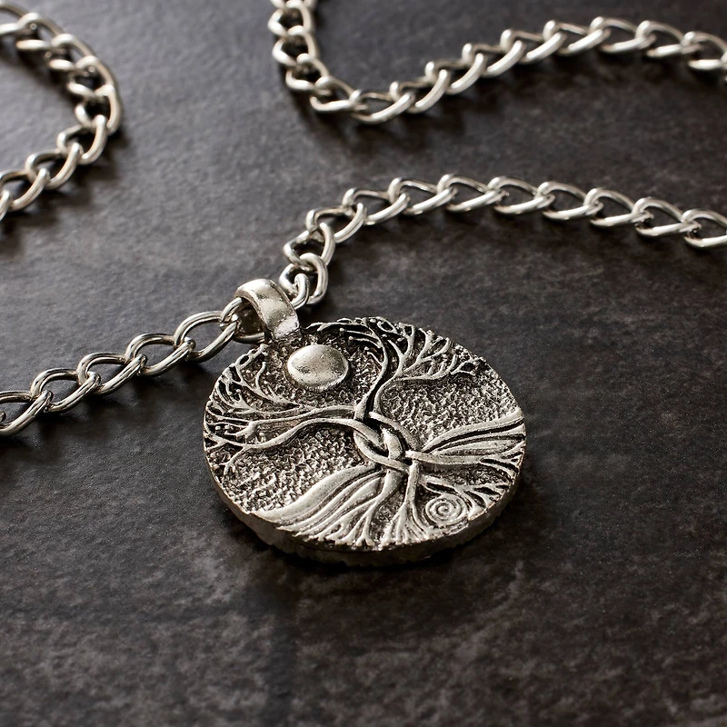 Rhodium Round Tree Roots Pendant by Bead Landing™