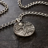 Rhodium Round Tree Roots Pendant by Bead Landing™