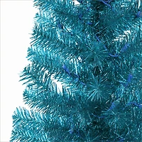 4.5ft. Pre-Lit Teal Tinsel Artificial Tree, Clear Lights
