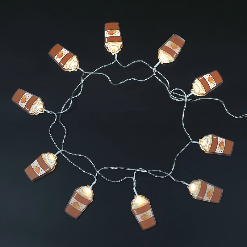 10ct. Warm White LED Pumpkin Latte String Lights by Ashland®