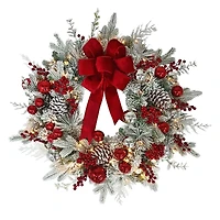 26" Battery-Operated Pre-Lit Decorated with Red Bow