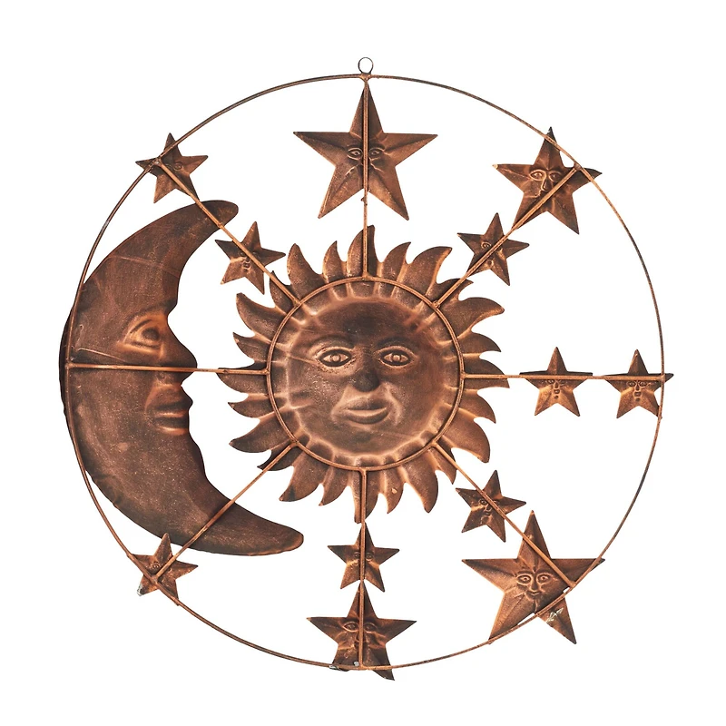 Brown Sun & Moon Rustic Metal Wall Decor