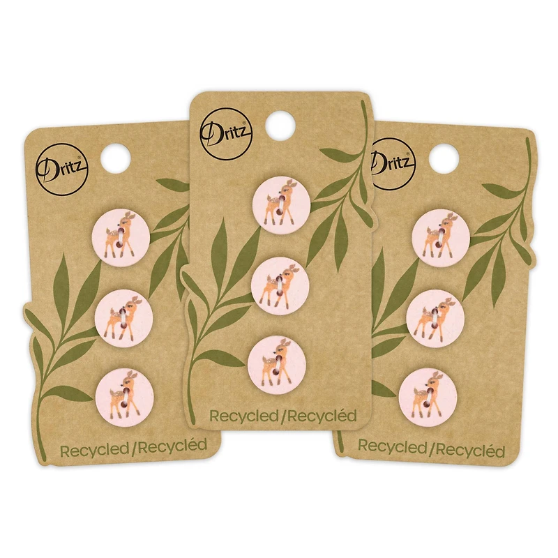 Dritz® 15mm Light Pink Recycled Cotton Deer Button, 9ct.