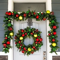 Village Lighting 30" Pre-Lit Festive Holiday Christmas Wreath, Clear LED Lights