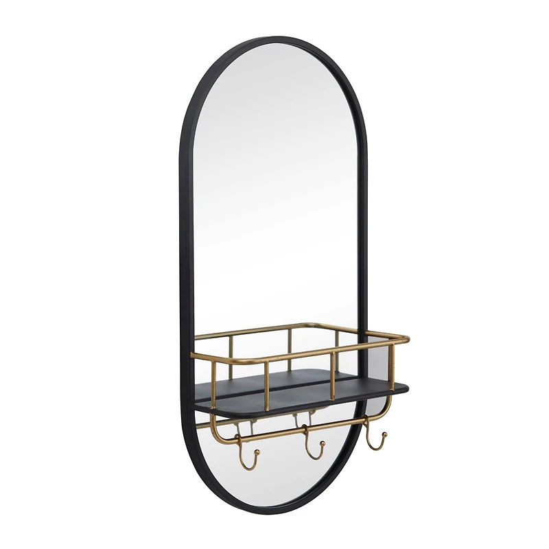 Black Metal Modern Wall Mirror, 14" x 5" x 28"