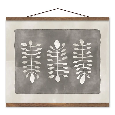 Watercolor Box Ferns Teak Hanging Canvas