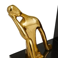 Set of 2" Gold Marble Contemporary Bookends, 7" x 7" x 5"