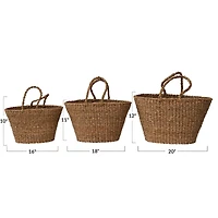 Hello Honey® Hand-Woven Seagrass Totes with Handles Set