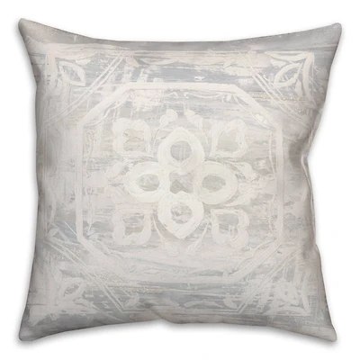 White Textured Medallion II 18" x 18" Throw Pillow